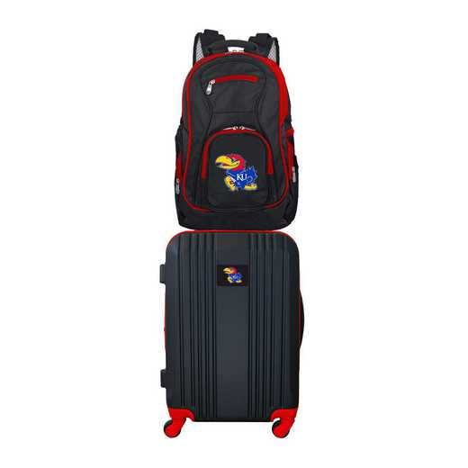 CLKUL108: NCAA Kansas Jayhawks 2 PC ST Luggage / Backpack
